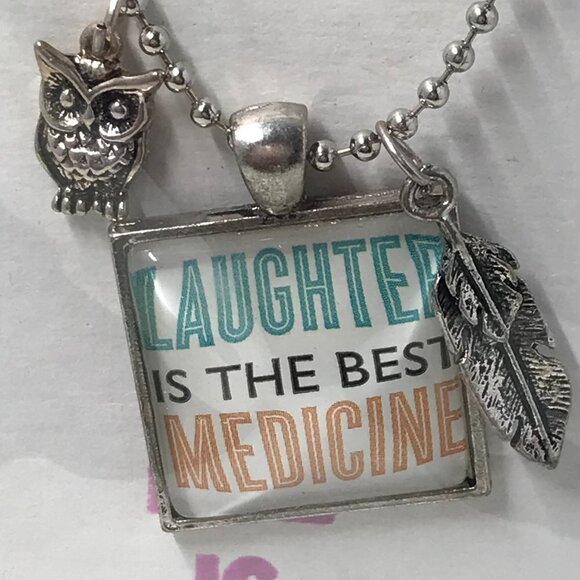NEW Pendent Necklace with charms and a 18 inch chain, Laughter - Picture 3 of 6